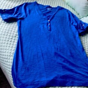 Cotton slub Henley elbow sleeve tunic